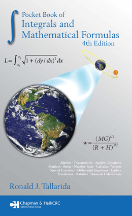 Pocket Book of Integrals and Mathematical Formulas 4th Edition By Ronald J. Tallarida