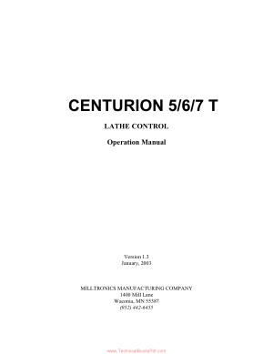 CENTURION 5 6 7 T Lathe Control Operation Manual