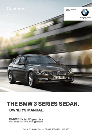 BMW F3 Series Sedan Owner’s Manual