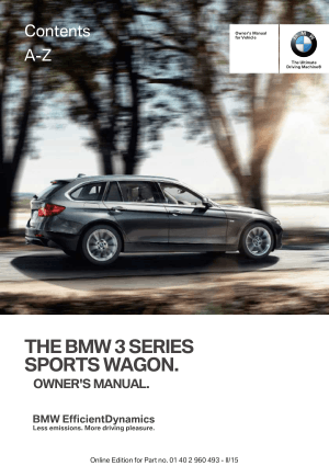 BMW 3 Series Sports Wagon 2015 Owner’s Manual