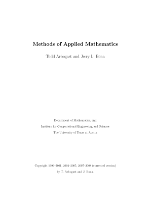 Methods of Applied Mathematics by Todd Arbogast and Jerry L. Bona