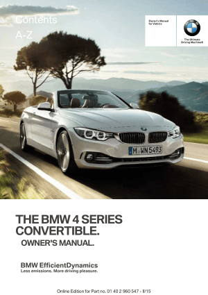 BMW 4 Series Convertible 2015 Owner’s Manual