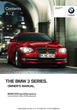 BMW 328i, 328i xDrive and 335i, 335i xDrive, 335is and M3 Convertible 2013 Owner’s Manual