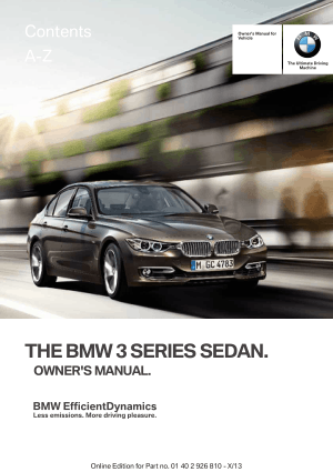 BMW 335i Xdrive Sedan 2013 Owner’s Manual
