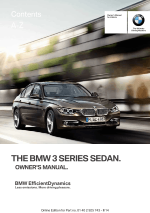 BMW 335i Xdrive Sedan 2014 Owner’s Manual