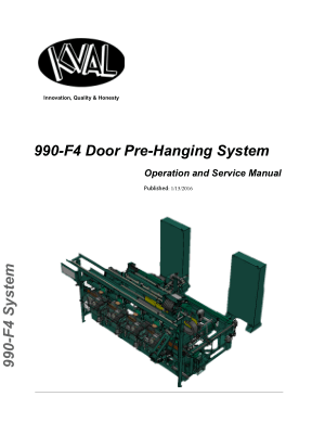 990 F4 Door Pre Hanging System Operation and Service Manual