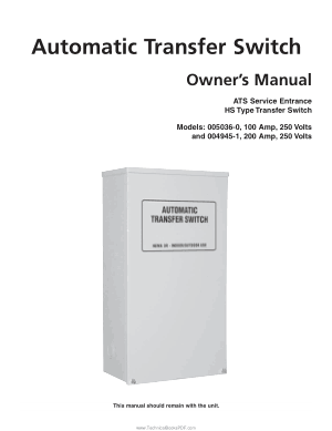 Automatic Transfer Switch Owners Manual