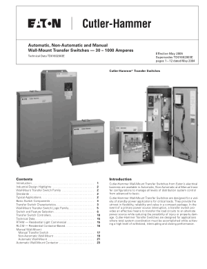 Automatic Non Automatic and Manual Wall Mount Transfer Switches 30 1000 Amperes