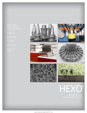 HEXO CNC Router Bits for Stone Fabrication Finger Bits Breaker Bits Core Bits Tool Holders Application Data