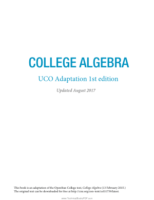 College Algebra UCO Adapptation 1st Edition by Jay Abramson