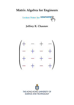 Matrix Algebra for Engineers by Jeffrey R Chasnov