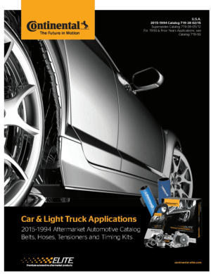 Car and Light Truck Applications 2015 1994 Aftermarket Automotive Catalog Belts Hoses Tensioners and Timing Kits