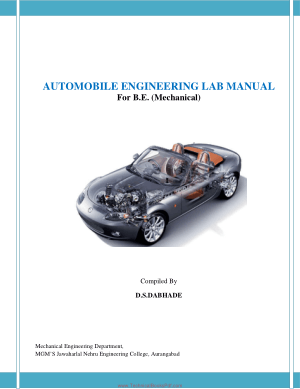 Automobile Engineering Lab Manual For B E Mechanical By D S Dabhade