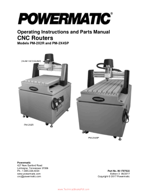 Operating Instructions and Parts Manual CNC Routers Models PM-2X2R and PM-2X4SP