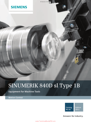 SINUMERIK 840D SL Type 1B Equipment for Machine Tools