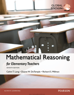 Mathematical Reasoning for Elementary Teachers 7th Edition By Calvin T Long And Duane W Detemple And Richard S Millman
